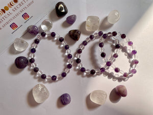 Peace & Calming Energy Crystal Bracelet(Amethyst and Clear Quartz)