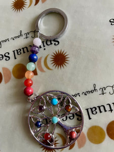 7 Chakra tree of life keychain